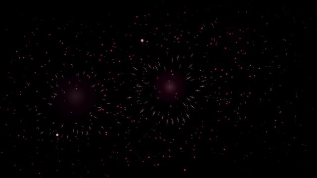 Fireworks bursting with trailing shells in cool white on a pure black background, ready to drop straight onto footage with a screen or add blend mode. Seamless looping 4K overlay element for video edi