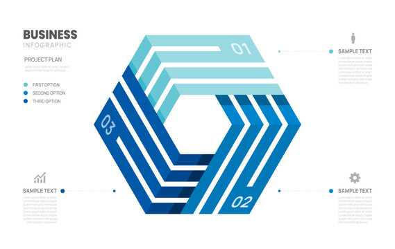 3 parts business diagram infographic circle chart template, presentation with icon elements vector illustration.