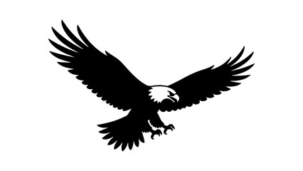 Fototapeta premium Bald Eagle Flying Silhouette with Wings Spread Vector Illustration