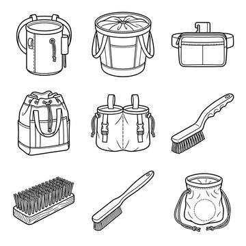 Climbing Gear Collection: Chalk Bags, Brushes & Accessories Line Art