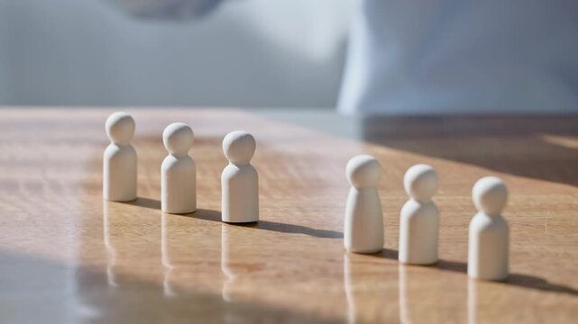 Wooden peg figures representing diversity and organization in human resources