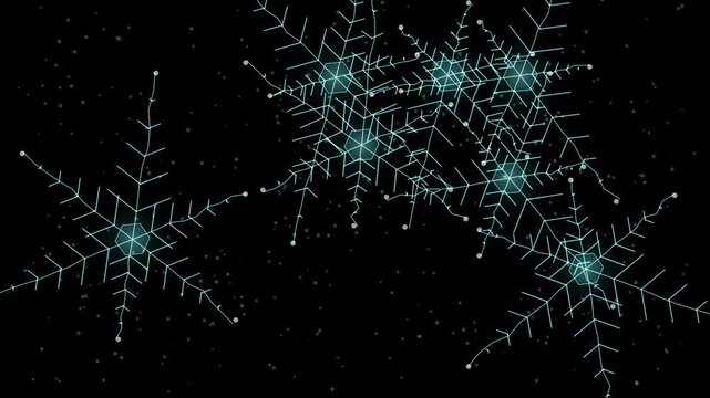Ice crystals spreading into facets in cyan and teal on a pure black background, ready to drop straight onto footage with a screen or add blend mode. Seamless looping 4K overlay element for video editi