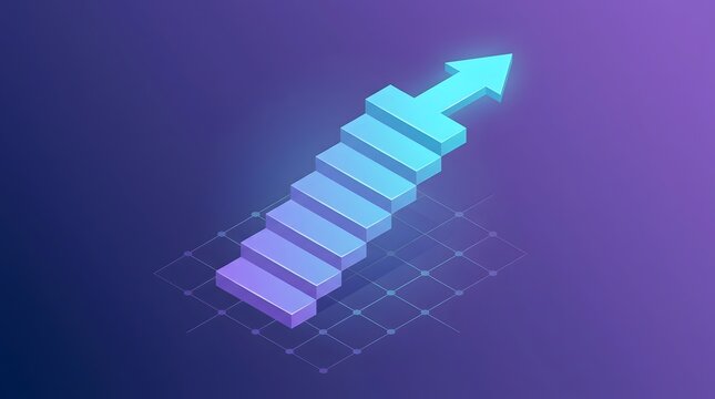 Staircase with arrow indicating upward progress