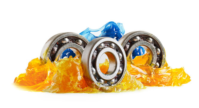 Grease and ball bearing, Blue premium quality synthetic lithium complex grease, high temperatures and machinery lubrication for automotive and industrial.