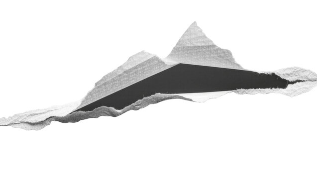 Torn paper edge with textured surface, revealing dark void isolated on transparent background