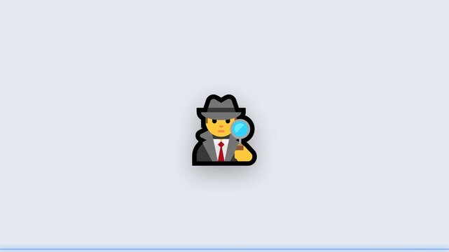 Detective Emoji with Magnifying Glass on Light Background