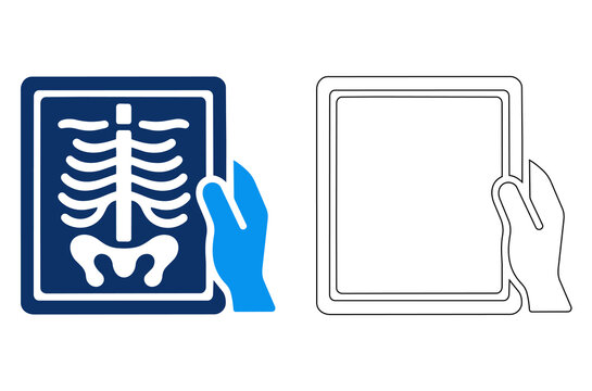 Medical xray film icon and outline illustration vector illustration, editable stroke
