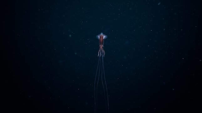 Minimalist editorial image portraying the isolation of deep-ocean life.