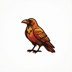 Fototapeta premium Cute stylized raven illustration in vibrant autumn colors