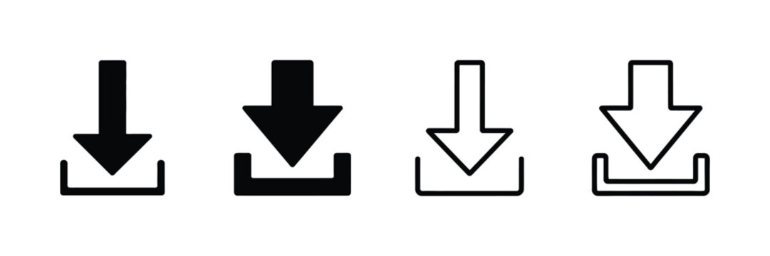 Download icon symbol for apps and websites featuring simple interface navigation and digital file transfer functionality