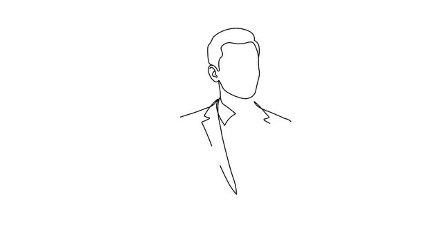 Continuous Line Art Businessman Thumbs Up Motion Vector Animation