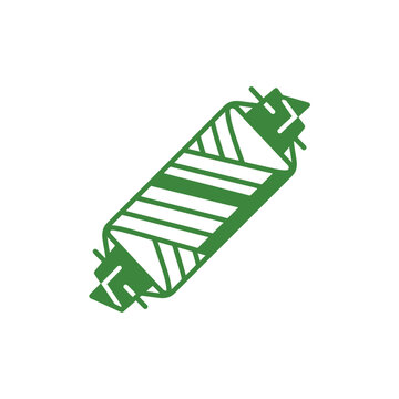 Traditional wrapped snack called lemper icon illustration 