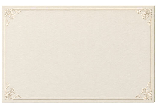 Blank cream card with embossed border and copy space
