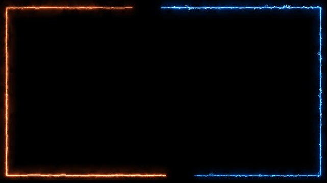 Orange & Green Neon Border Animation | Glowing Frame Light Effect | 4K