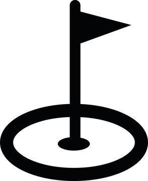 Black golf hole flag course sport icon transparent PNG