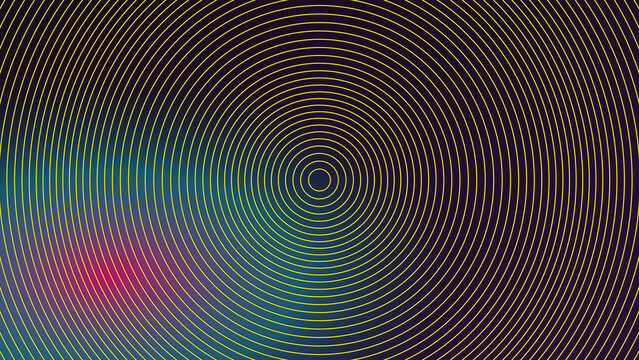 Abstract Concentric Arc Crescent Waves Background with Hexagonal Honeycomb Slat Tiles in Hyper Synthwave Pink - Modern Orbital Concentric Circles 3D Vector Graphic