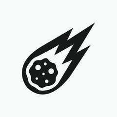 Falling Meteorite Vector Icon, Burning Asteroid Falling Space Rock Vector Symbol © Fazlulhoque