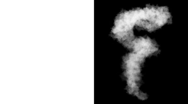 Atmospheric white smoke number 5, realistic cloud typography on black background, ethereal steam digit five for creative design