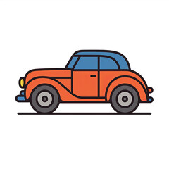 Fototapeta premium A simple flat vector illustration of a vintage orange car isolated on a white background.