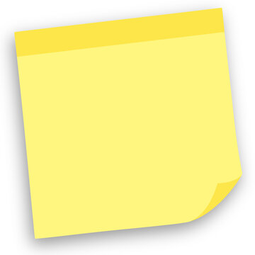 bright yellow sticky note with a gently curled corner and drop shadow vector