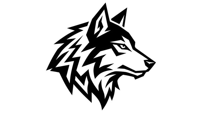 Vector illustration of a stylized wolf head logo isolated on white background