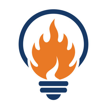 light bulb with fire flames icon. Spirit, Innovation or creativity, with abstract concept. 
