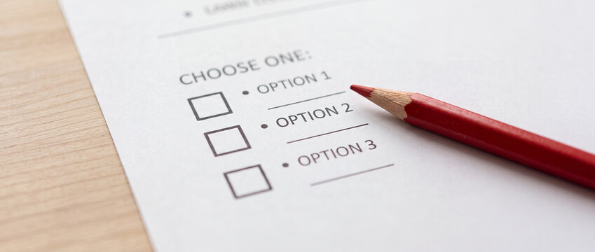 Election Ballot With Checkboxes and Red Pencil for Voting Concept