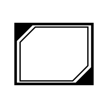 Abstract geometric frame with clipped corners, minimalist black and white vector border design for modern graphic layouts and creative framing