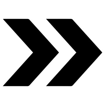 Bold double right chevron icon, perfect for fast-forward, next steps, and modern UI navigation buttons.