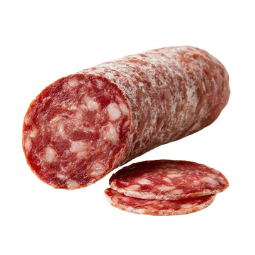 Polish salami sausage with meat and fat cut in