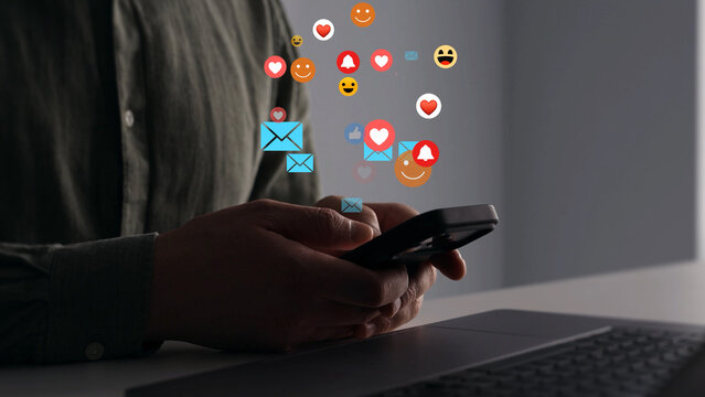 Icons of Social Media.Interactive with friends on chat with emoticon feedback.Social media,marketing, like,social network,blog,live,chat reaction and livestream.	
