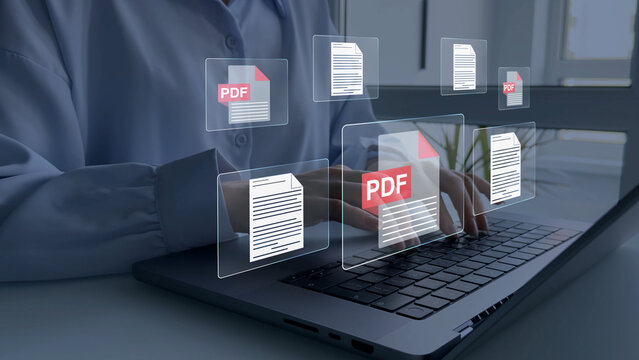 PDF document icon representing file sharing, cloud storage, digital workflow, business reporting, secure access, electronic paperwork, data organization and modern technology use.	
