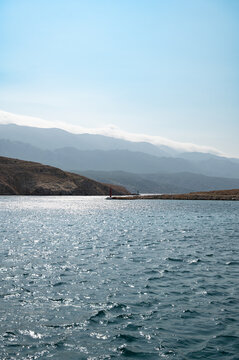 Velebit Mountain Range as seen from Misnjak, located on Rab Island, Croatia