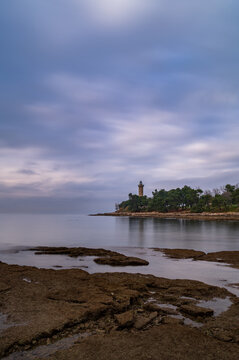 Lighthouse of Salvore captured on a cloudy day, located in Savudrija, Croatia