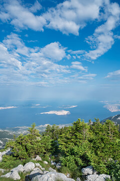 Elevated views out from Balinovac located in Sjeverni Velebit, Croatia
