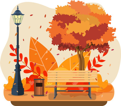 beautiful autumn city park