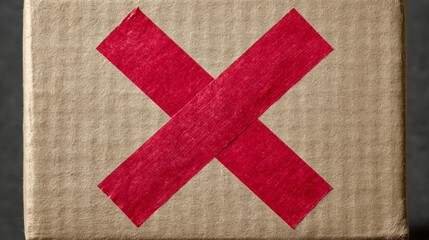 Obraz premium Cardboard box sealed with red tape