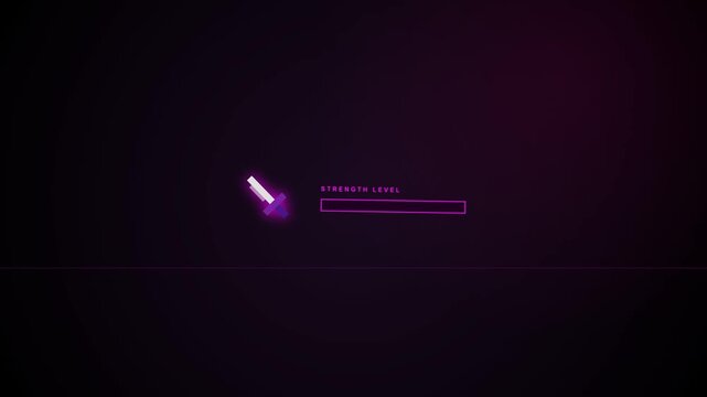Glowing Sword Icon with Loading Strength Level Progress Bar Animation
