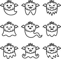 Fototapeta premium Cute halloween icons