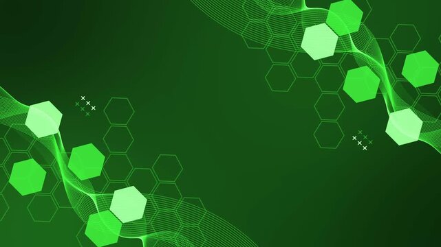 Abstract background with hexagonal shapes and flowing grid-like waves animation