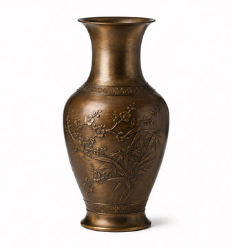 .decorative bronze vase with floral pattern