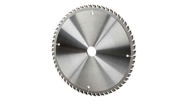 Circular metallic steel saw blade tool part isolated on transparent background