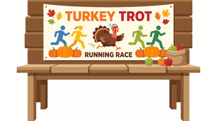 Fototapeta premium Vibrant Turkey Trot Running Race Banner on a Farmhouse Table
