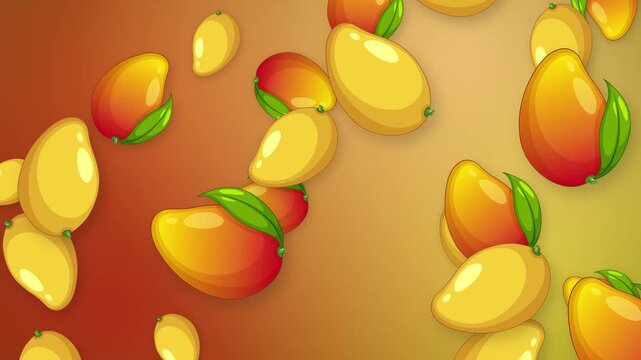 Animated Falling Mango Fruit Pattern on Warm Gradient Background