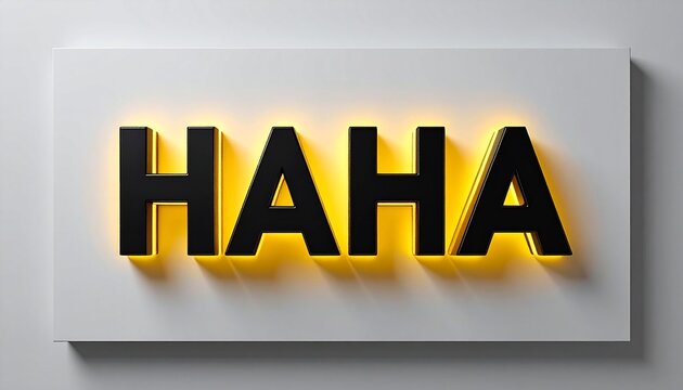 Minimal Haha Typography with Backlit 3D Letters for Laughter Emoji Concept and Modern Design