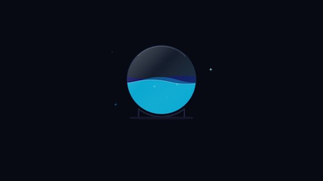 Stylized glass sphere with blue liquid vector illustration