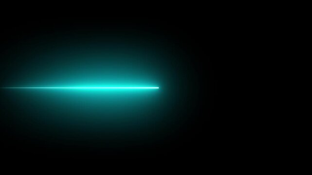 glowing blue neon Straight neon lazer animation of horizontal line on alpha background, straight neon lazer line, seamless loop.