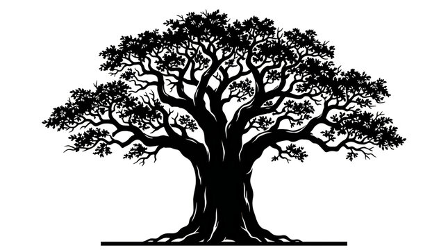 Baobab tree silhouette vector illustration