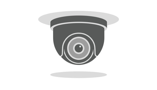 Dome security camera designed for ceiling installation shown in a clean monochrome vector graphic style.