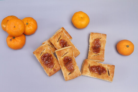 orange pie on a wooden table